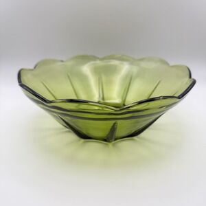 Anchor Hocking Swedish Modern Dessert Bowl 8" Avocado Green Vintage